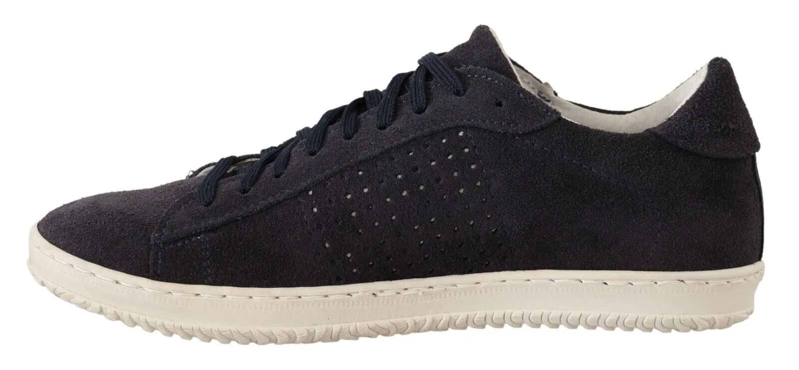 La Scarpa Italiana Suede Perforated Lace Up Sneakers Men's Shoes