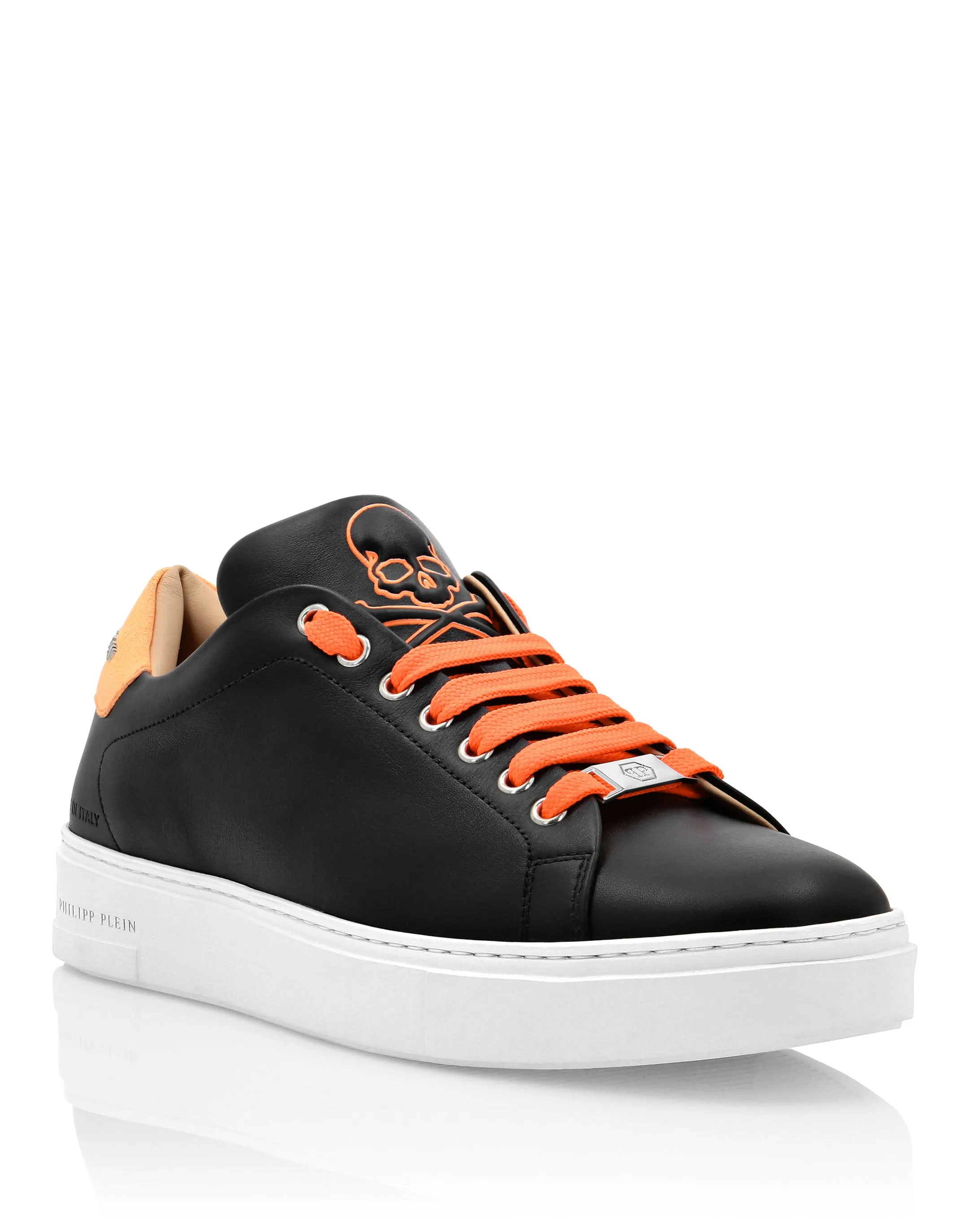 Leather Lo-Top Sneakers Skull and Plein