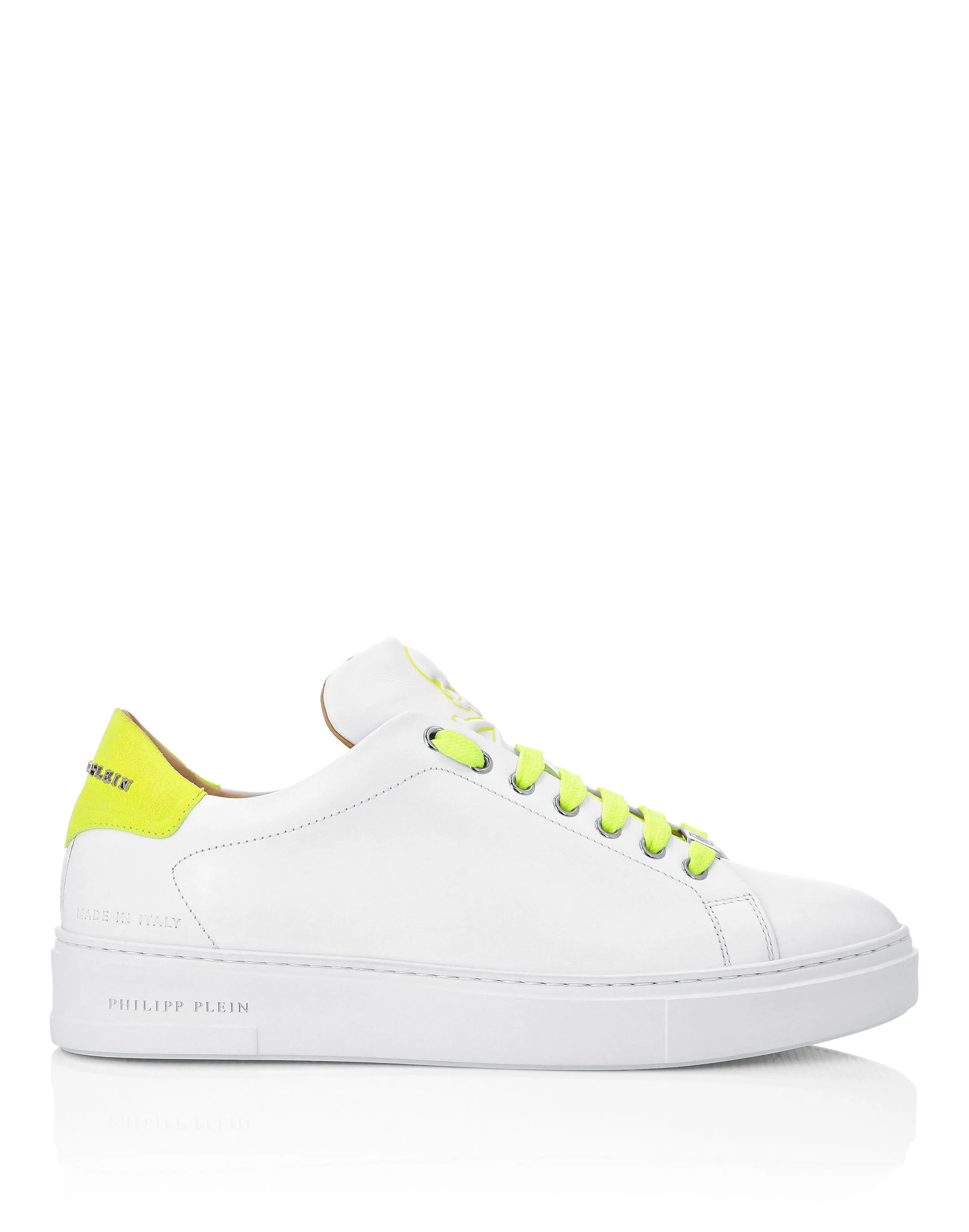 Leather Lo-Top Sneakers Skull and Plein