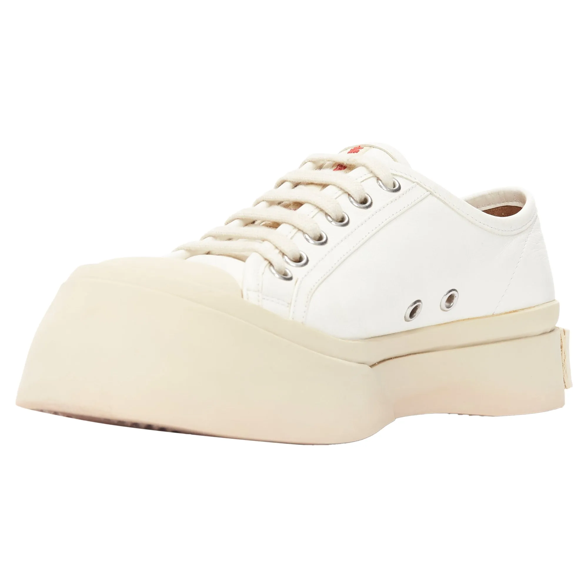 Marni Pablo leather chunky wide toe lace up low top sneakers