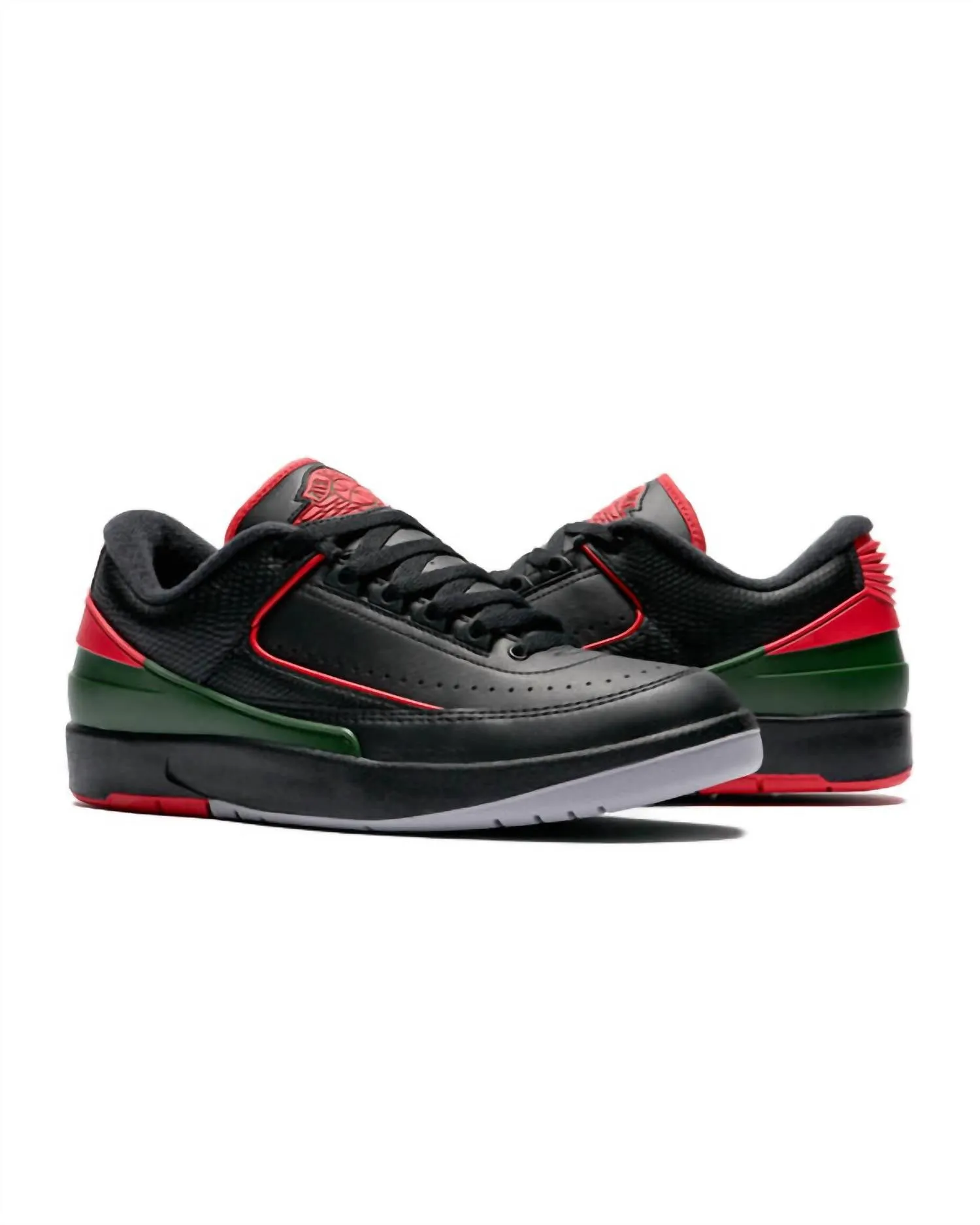 Men's 2 Retro Low Christmas Sneaker In Black/fire Red/cement Grey