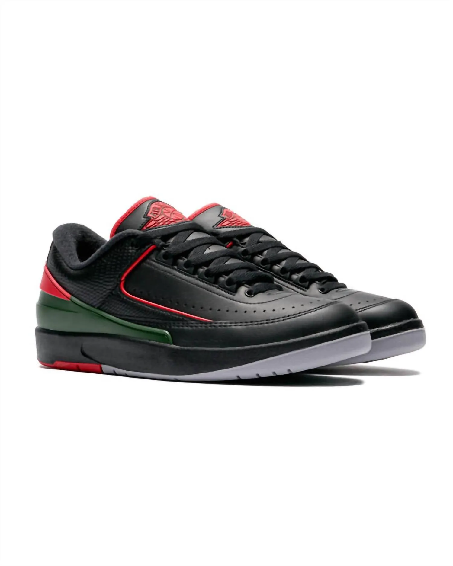 Men's 2 Retro Low Christmas Sneaker In Black/fire Red/cement Grey
