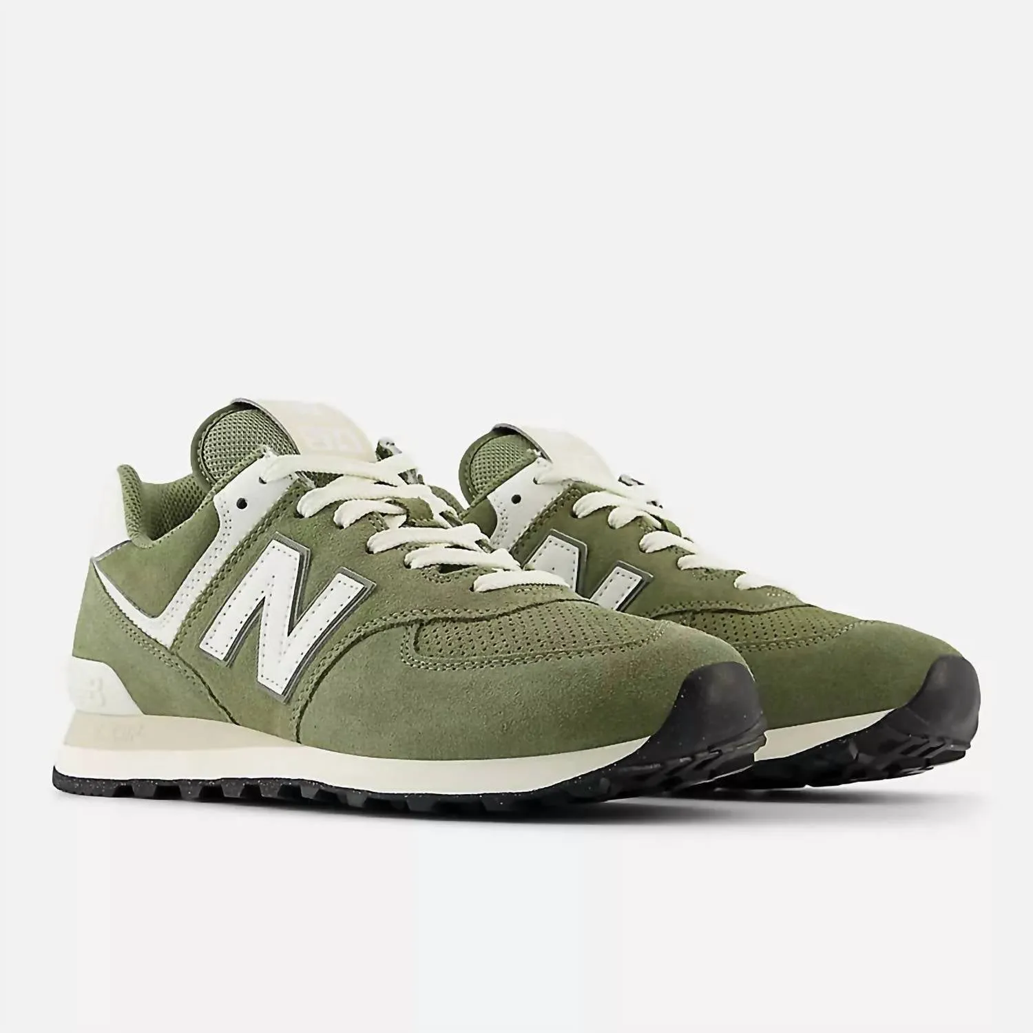 Men's Classic 574 Lifestyle Sneakers In Dark Olivine With Sea Salt