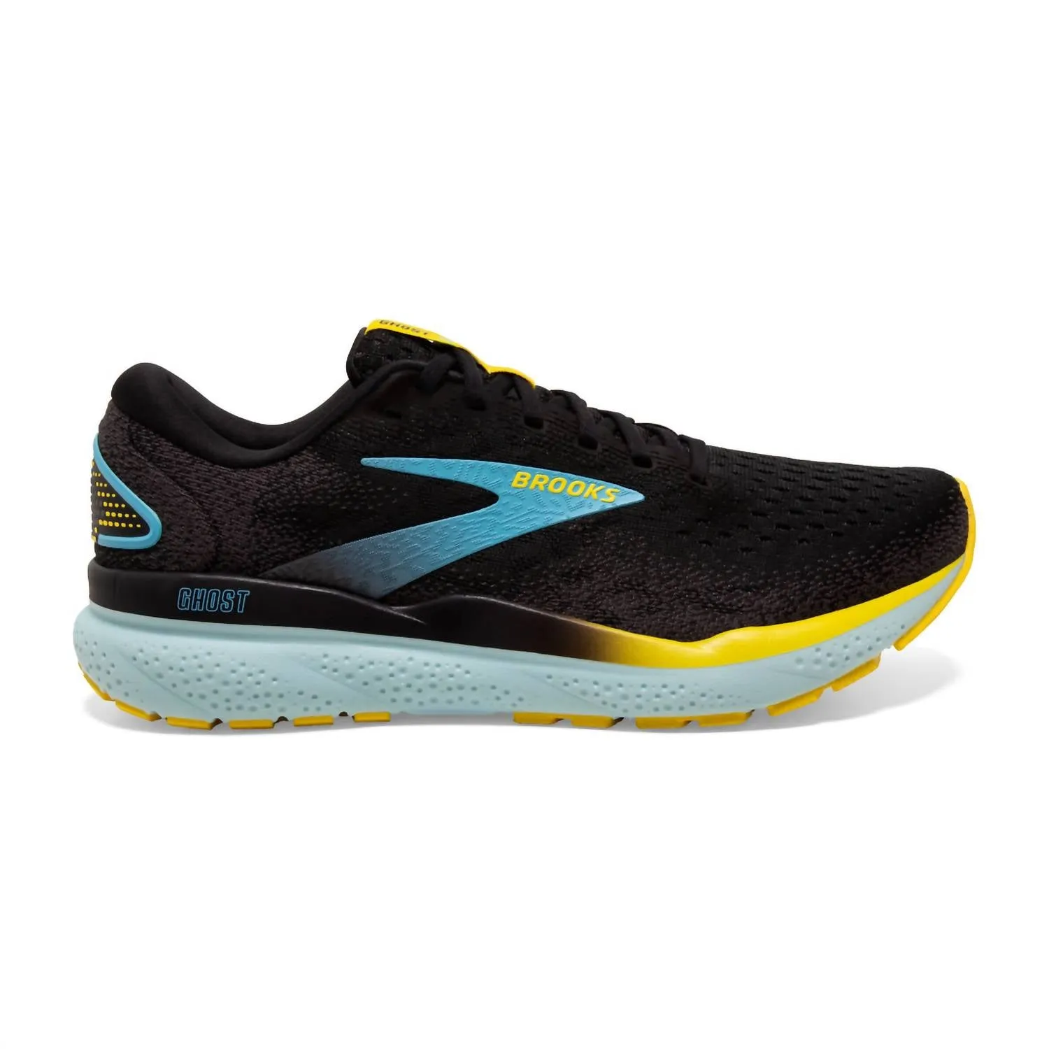 Men's Ghost 16 Road Running Shoes In Black/forged Iron/blue