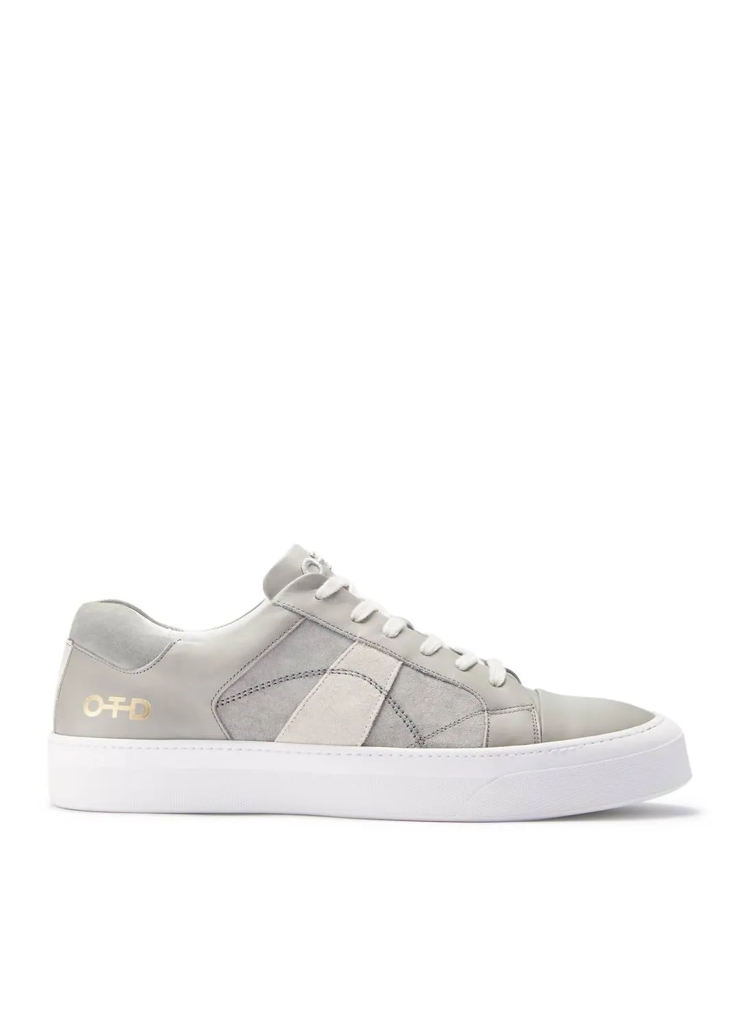 Men's Leather Low-Top Sneaker In Grey