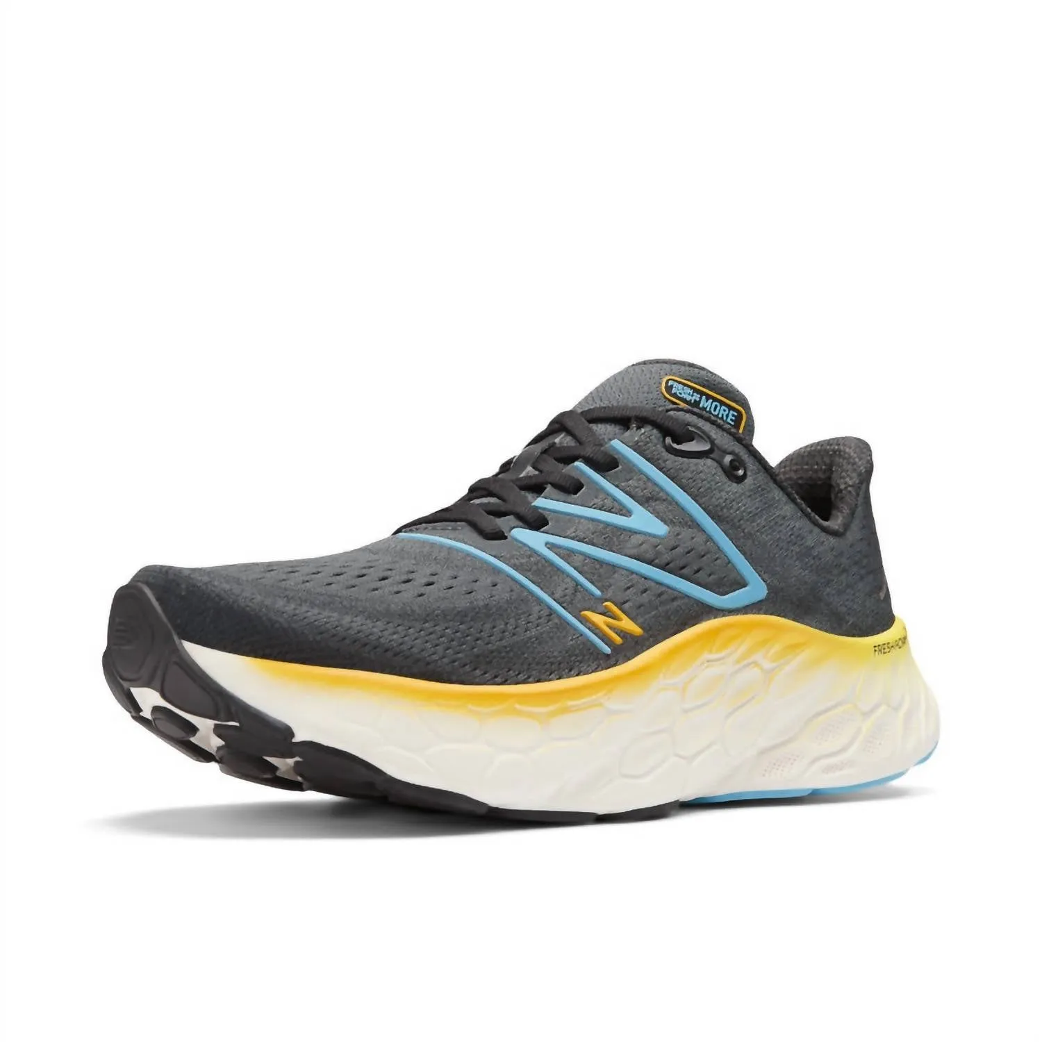 Men's X More V4 Sneakers In Black With Coastal Blue And Ginger Lemon