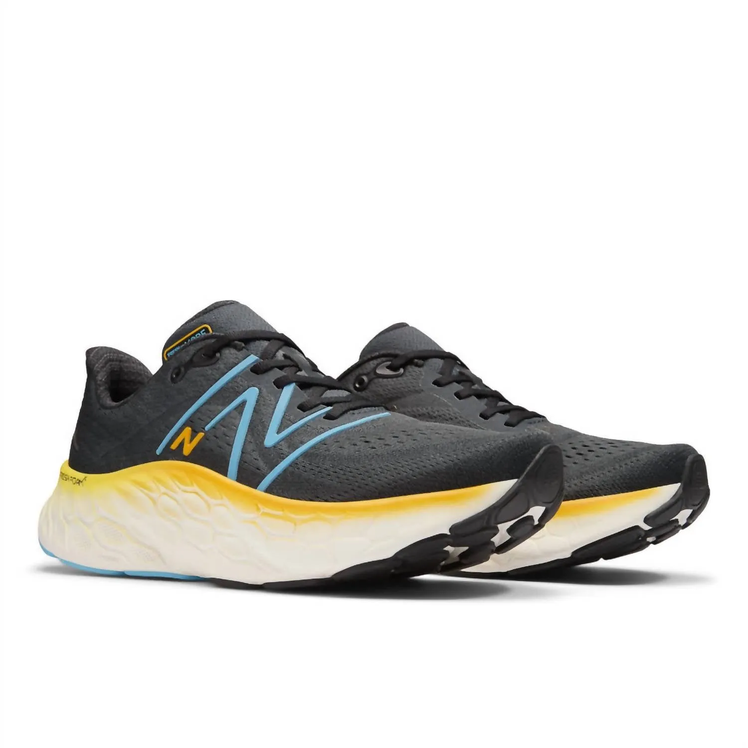 Men's X More V4 Sneakers In Black With Coastal Blue And Ginger Lemon