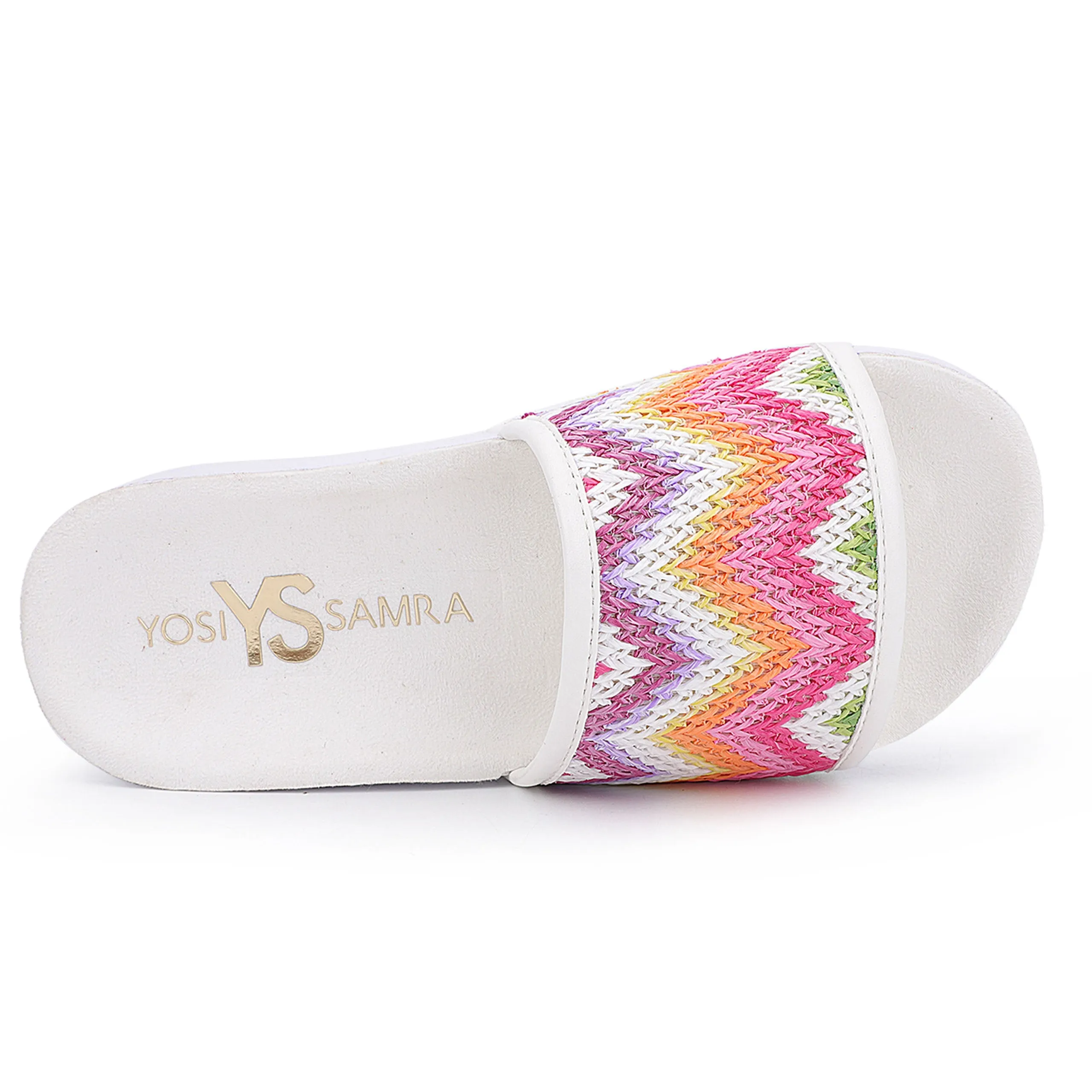 Miss Amber Slide in White Multi Zig Zag - Kids
