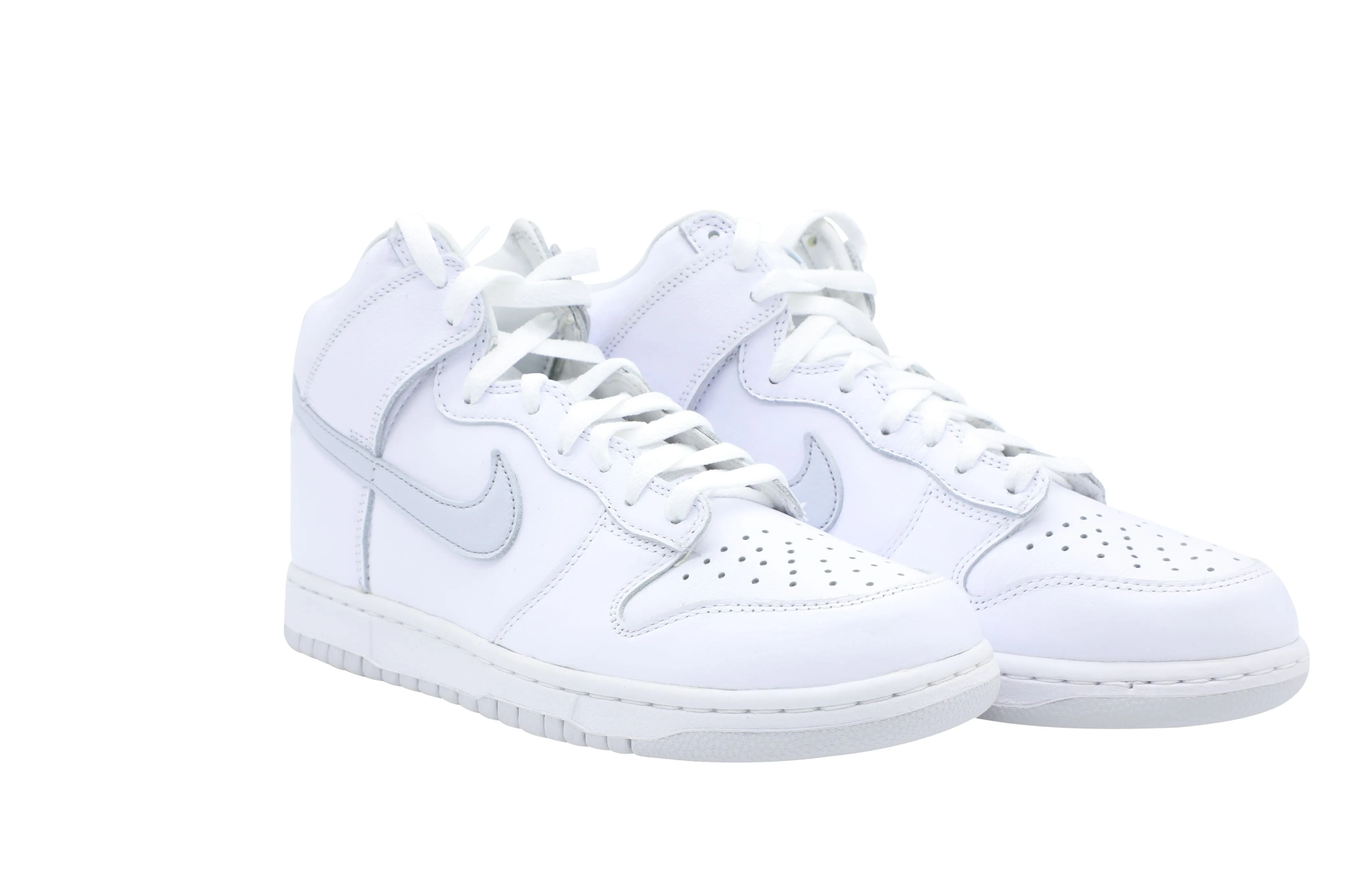Nike Dunk High Top Sneakers in White Pure Platinum Leather