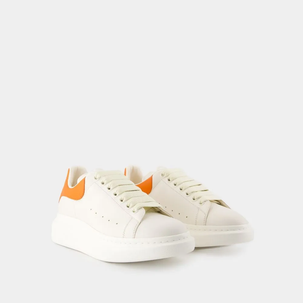 Oversize Sneakers - Leather - White/Orange