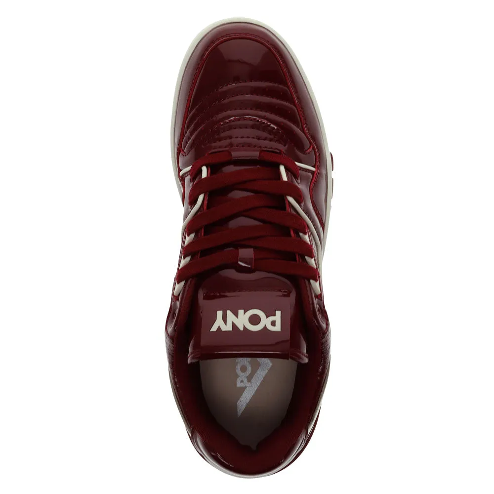 PONY Mens M100 Low Patent Genuine Leather Premium Lace Up Athletic Sneaker Shoe
