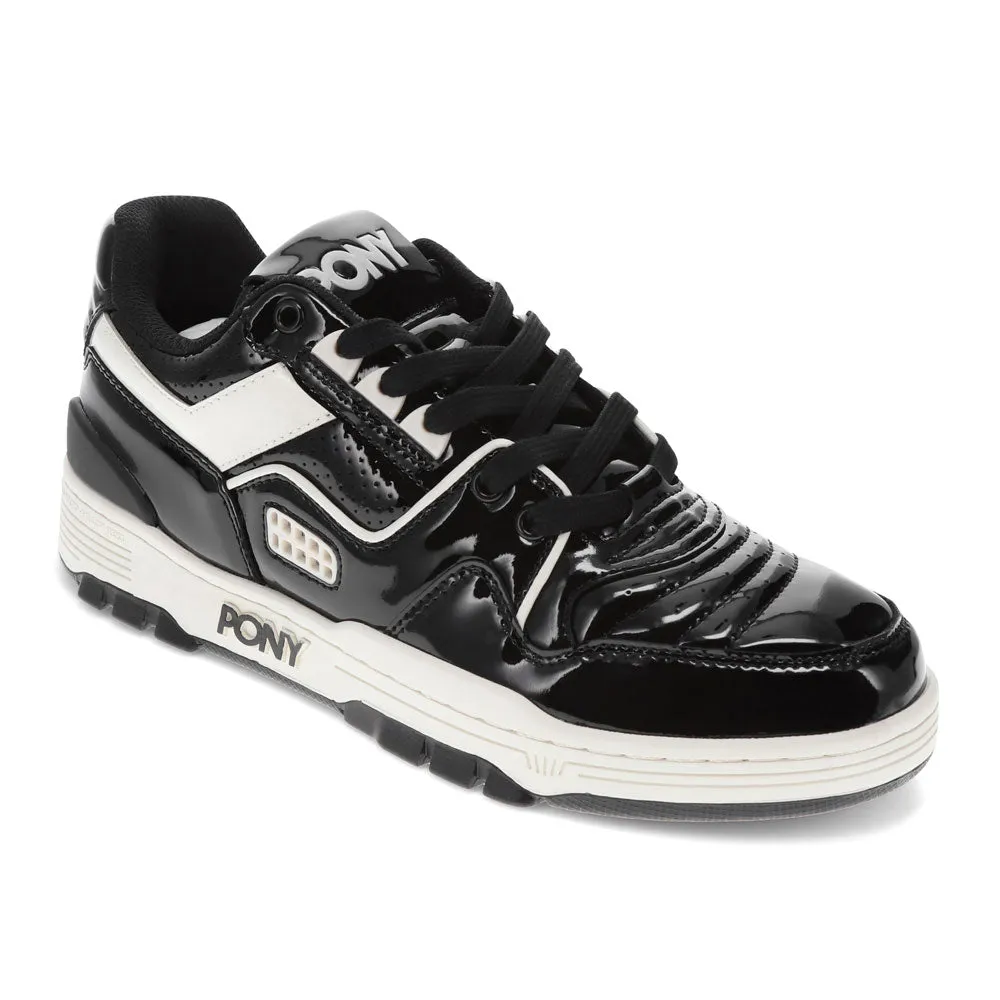 PONY Mens M100 Low Patent Genuine Leather Premium Lace Up Athletic Sneaker Shoe