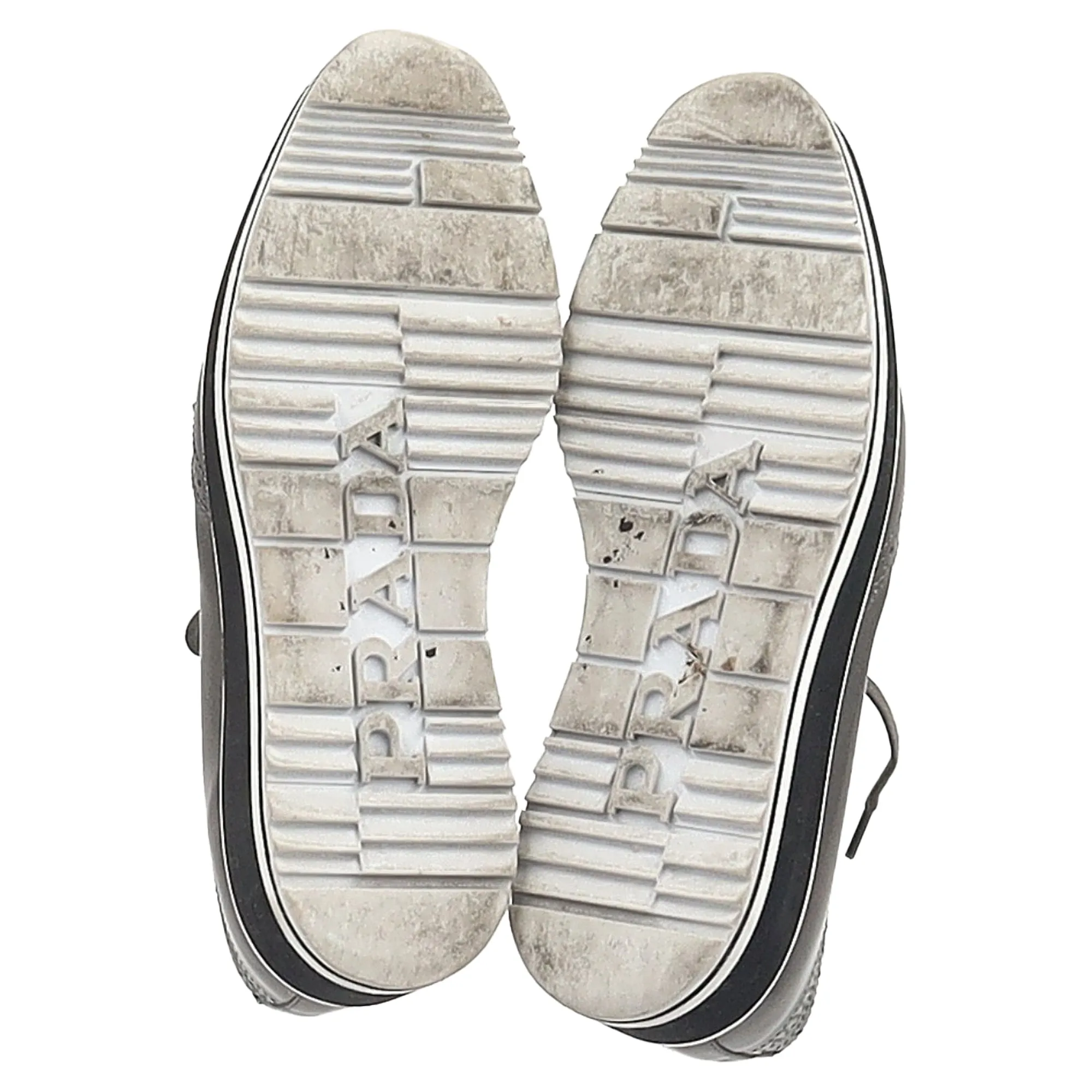 Prada Metallic Brogue Platform Low Top Sneakers in Silver Leather