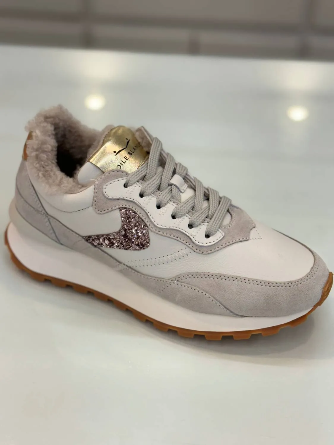 Qwark Fur Lined Sneaker In Ice White