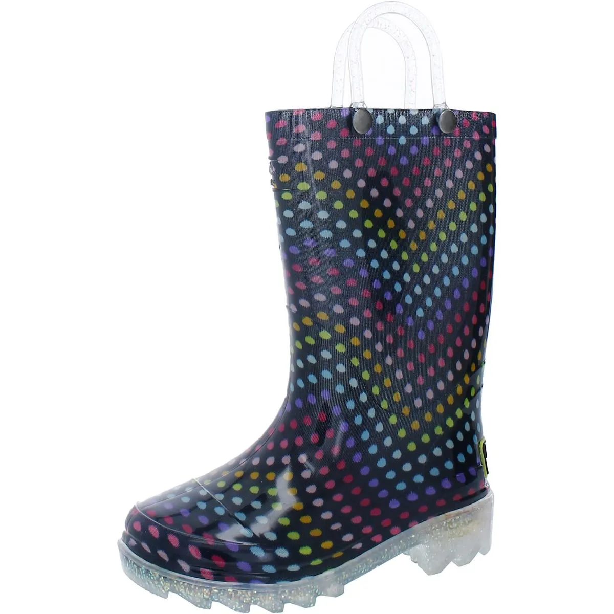 Rainbow Dot Girls Waterproof Glitter Light-Up Shoes
