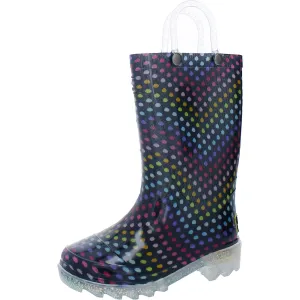 Rainbow Dot Girls Waterproof Glitter Light-Up Shoes