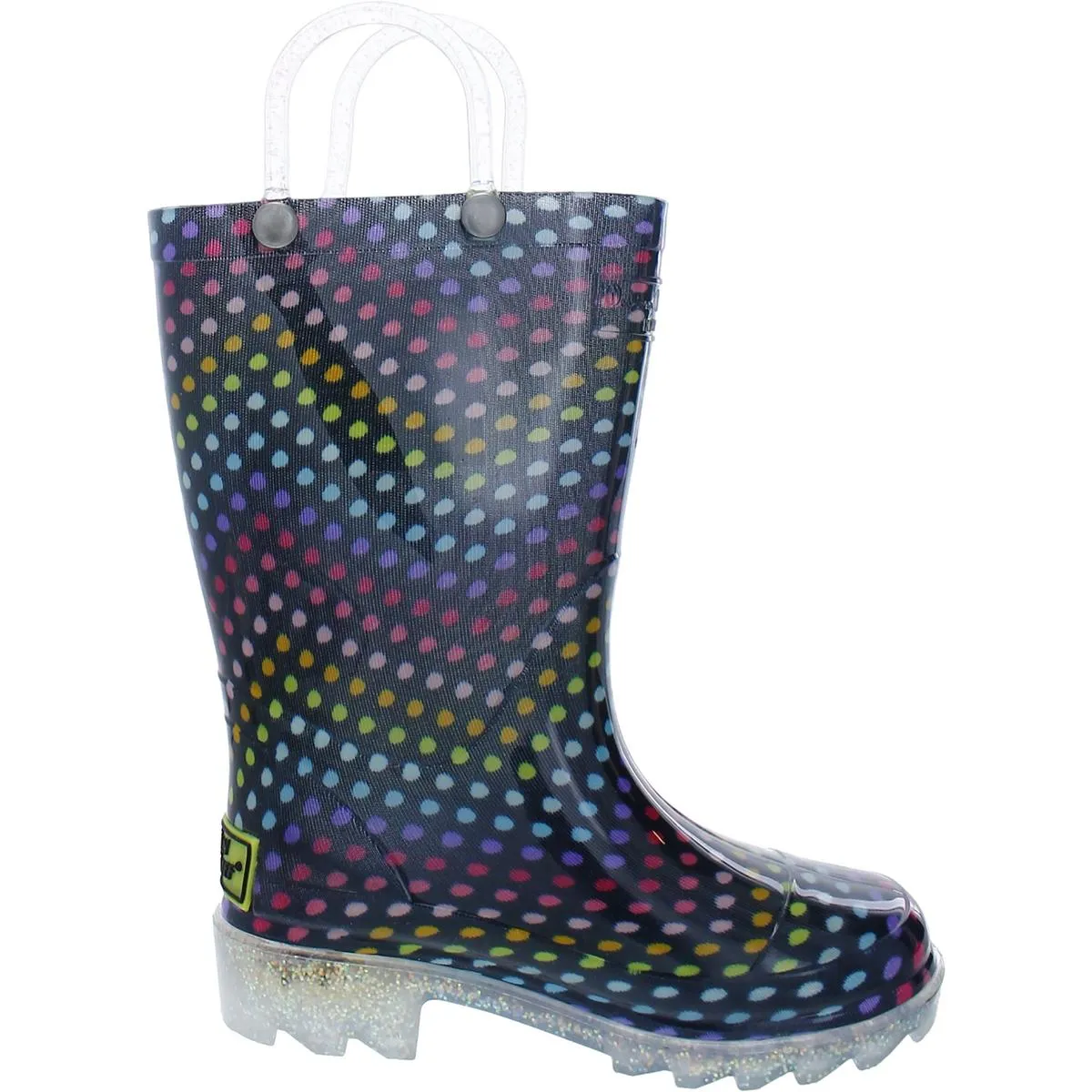 Rainbow Dot Girls Waterproof Glitter Light-Up Shoes