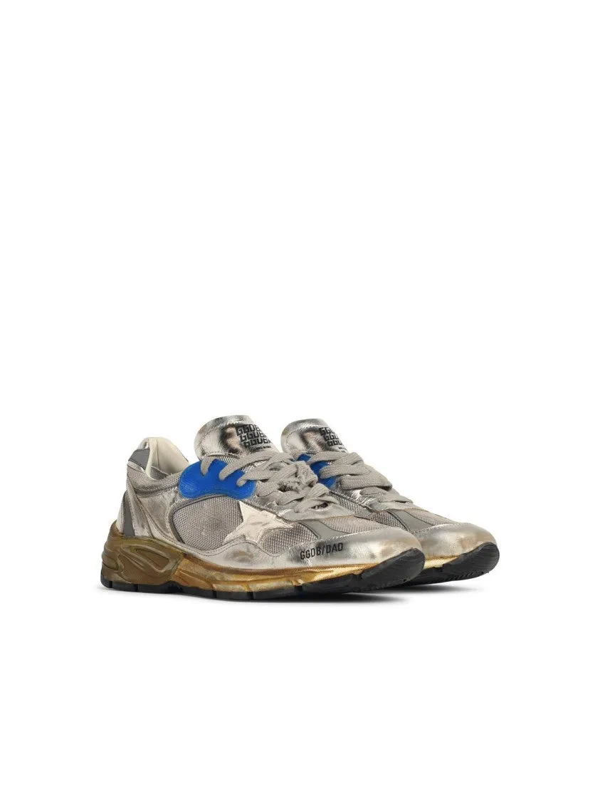 'Running' Silver Leather Sneakers