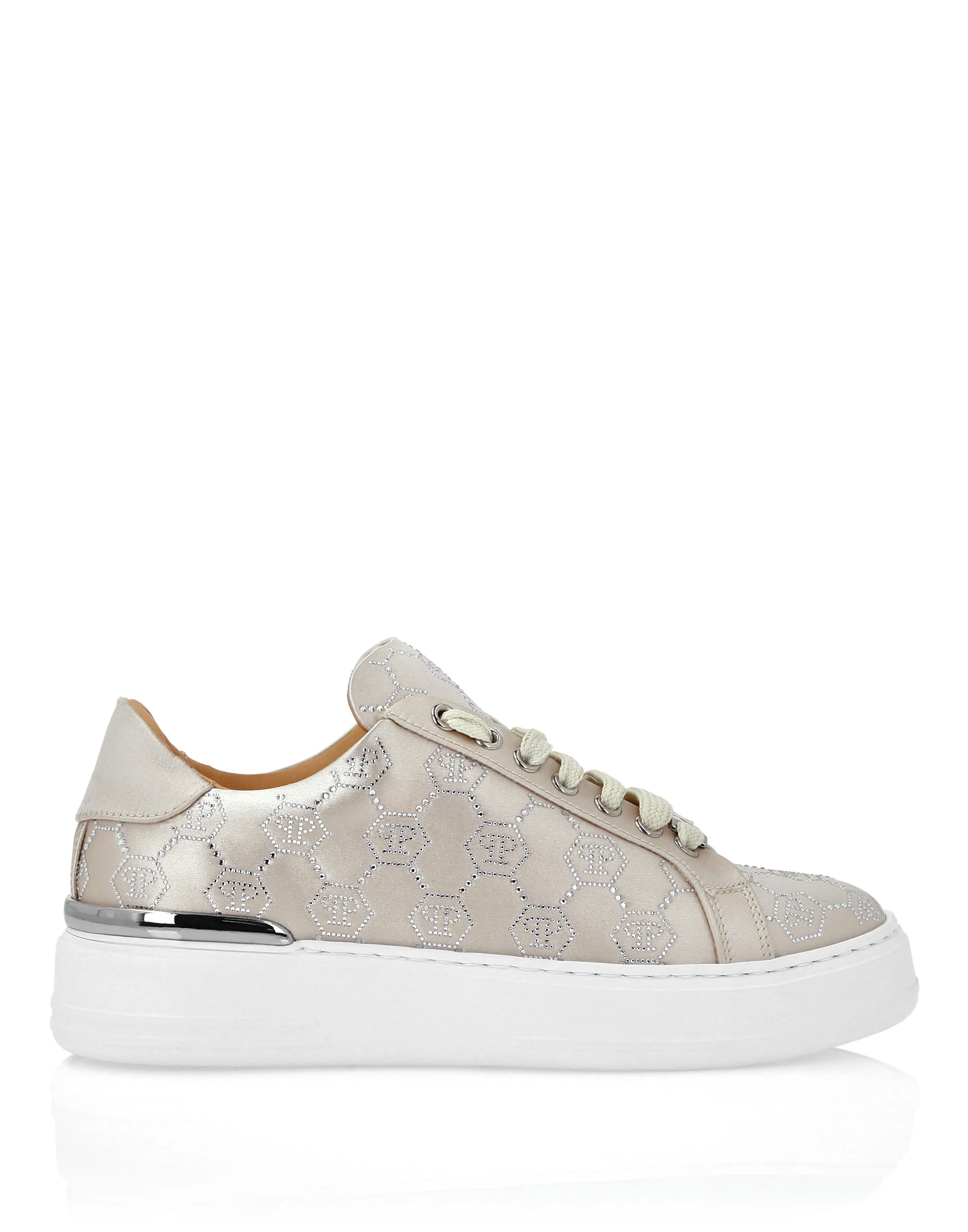 Satin Lo Top Sneakers Monogram Strass