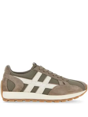 Sporty Beige Sneakers With Textured Suede And Mesh