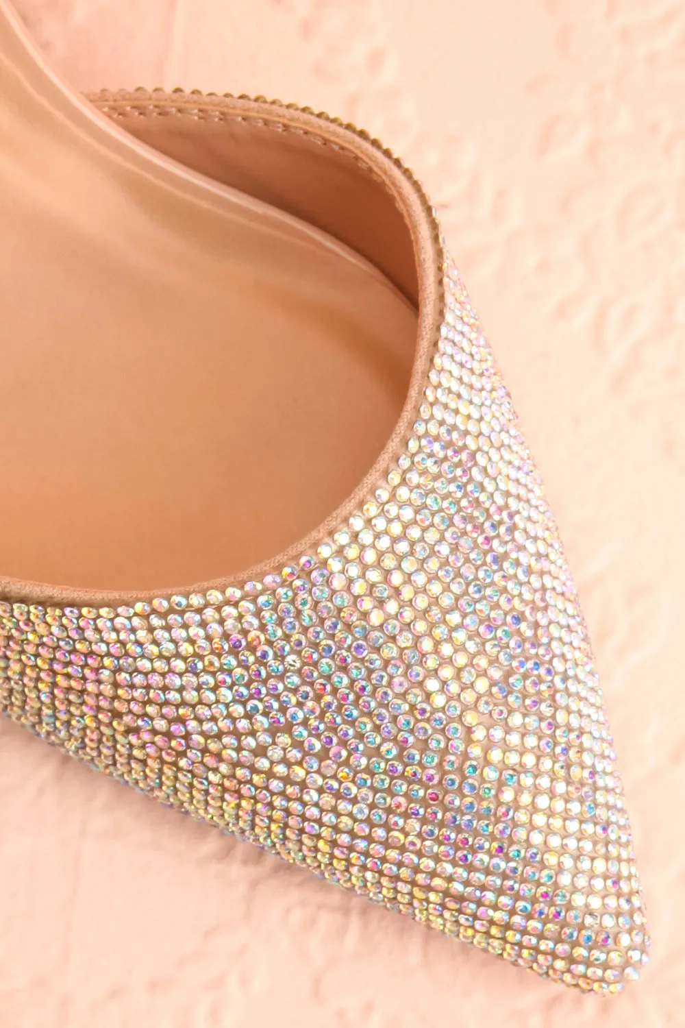 Starlight Beige |Pointed Toe Heel w/ Crystals
