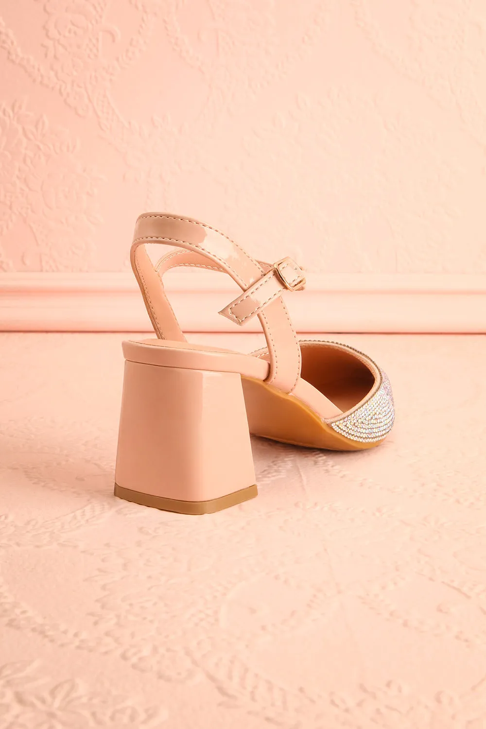 Starlight Beige |Pointed Toe Heel w/ Crystals