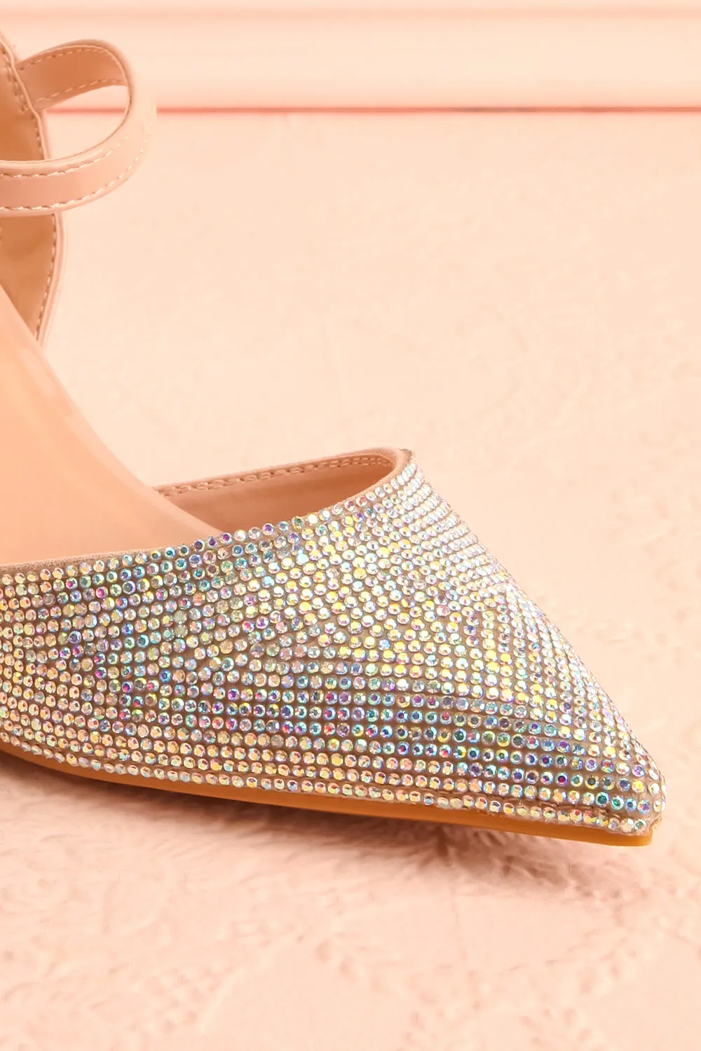 Starlight Beige |Pointed Toe Heel w/ Crystals
