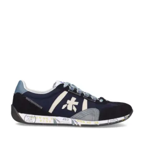 Suede And Technical Fabric Blue Jackyx Sneakers