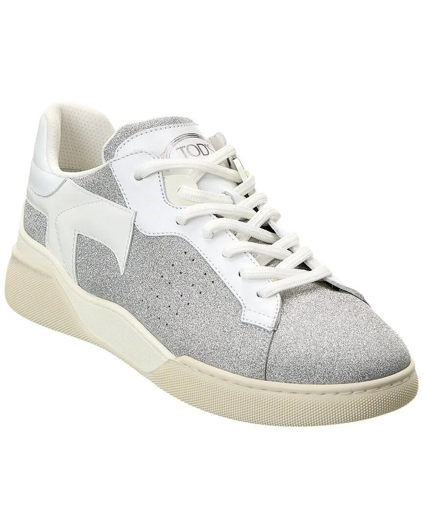 TODs Cassetta Glitter & Leather Sneaker