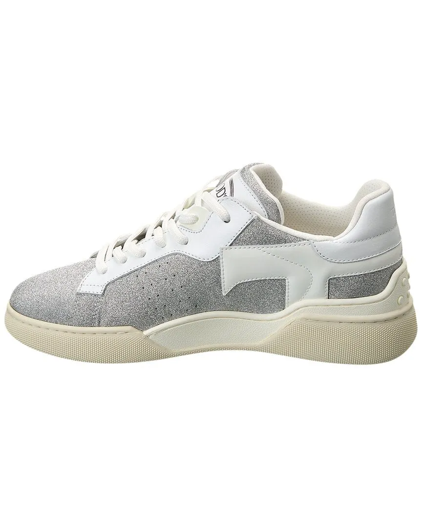 TODs Cassetta Glitter & Leather Sneaker