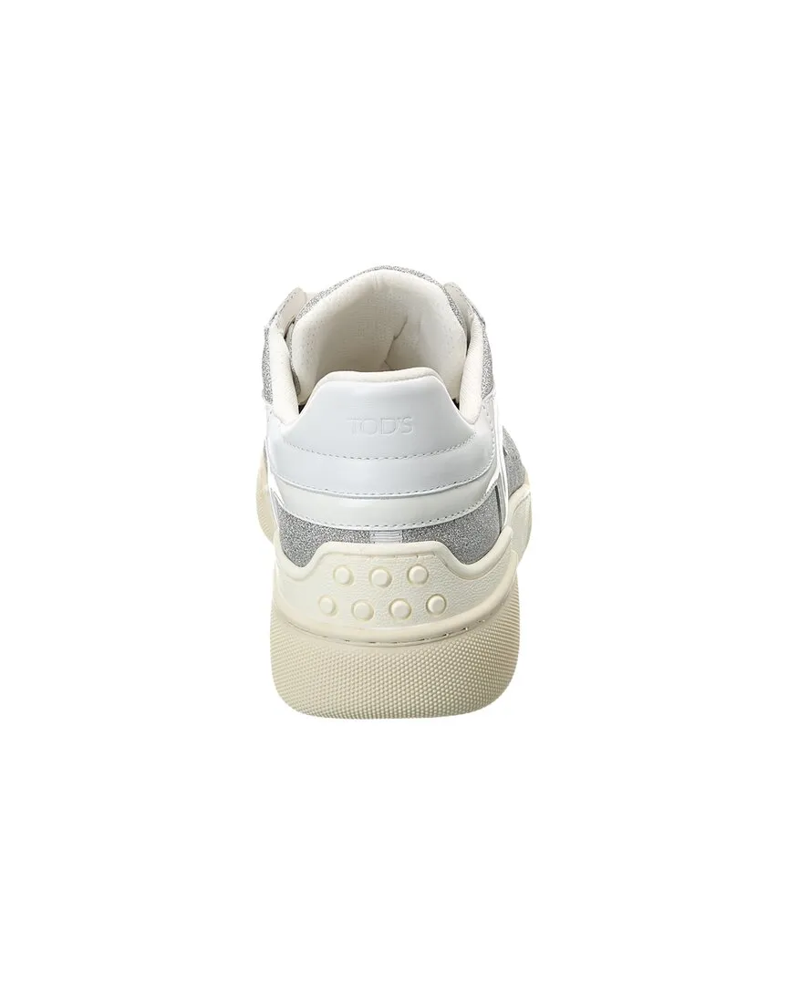 TODs Cassetta Glitter & Leather Sneaker