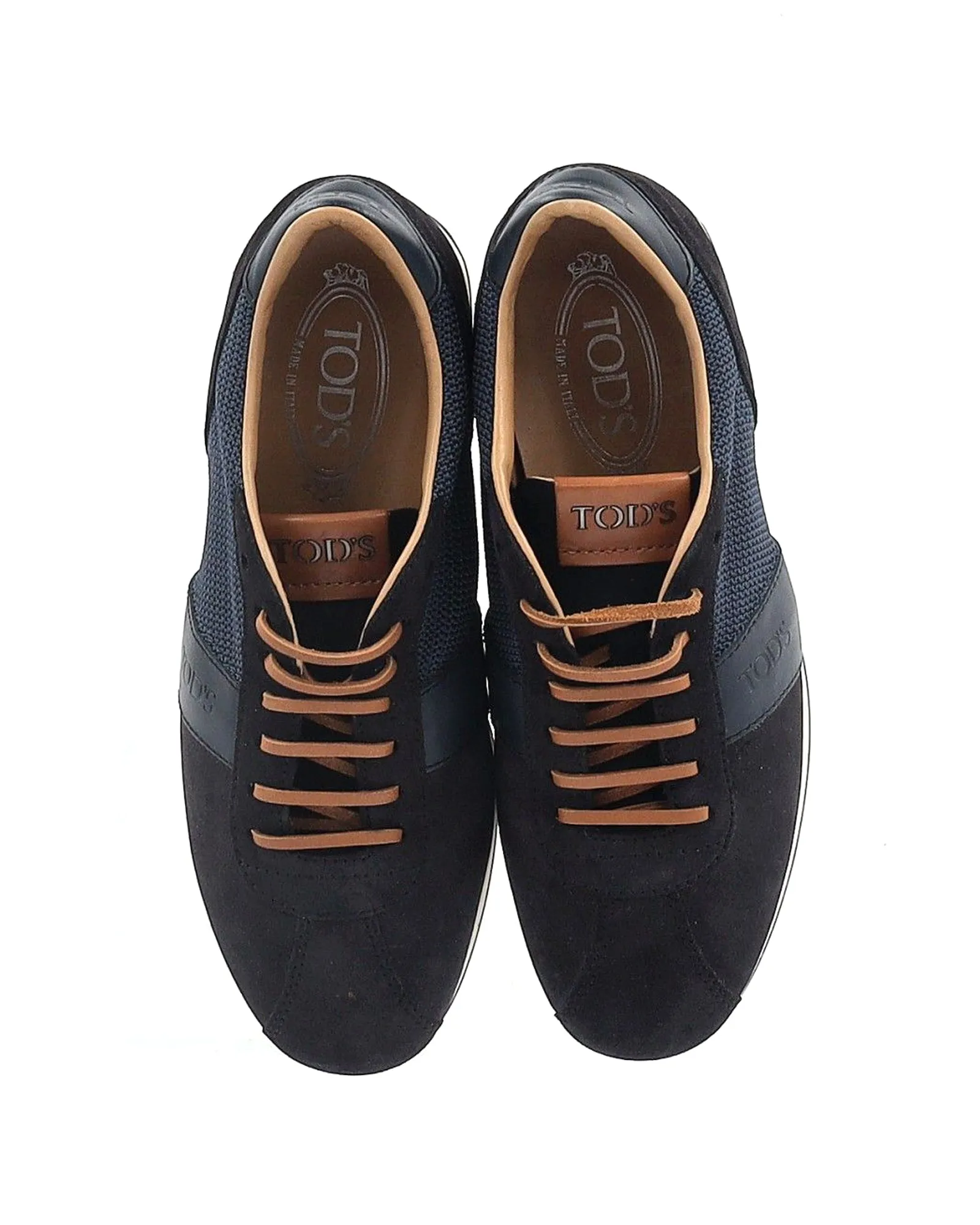 Tod's Lace-Up Low Top Sneakers in Navy Blue Suede