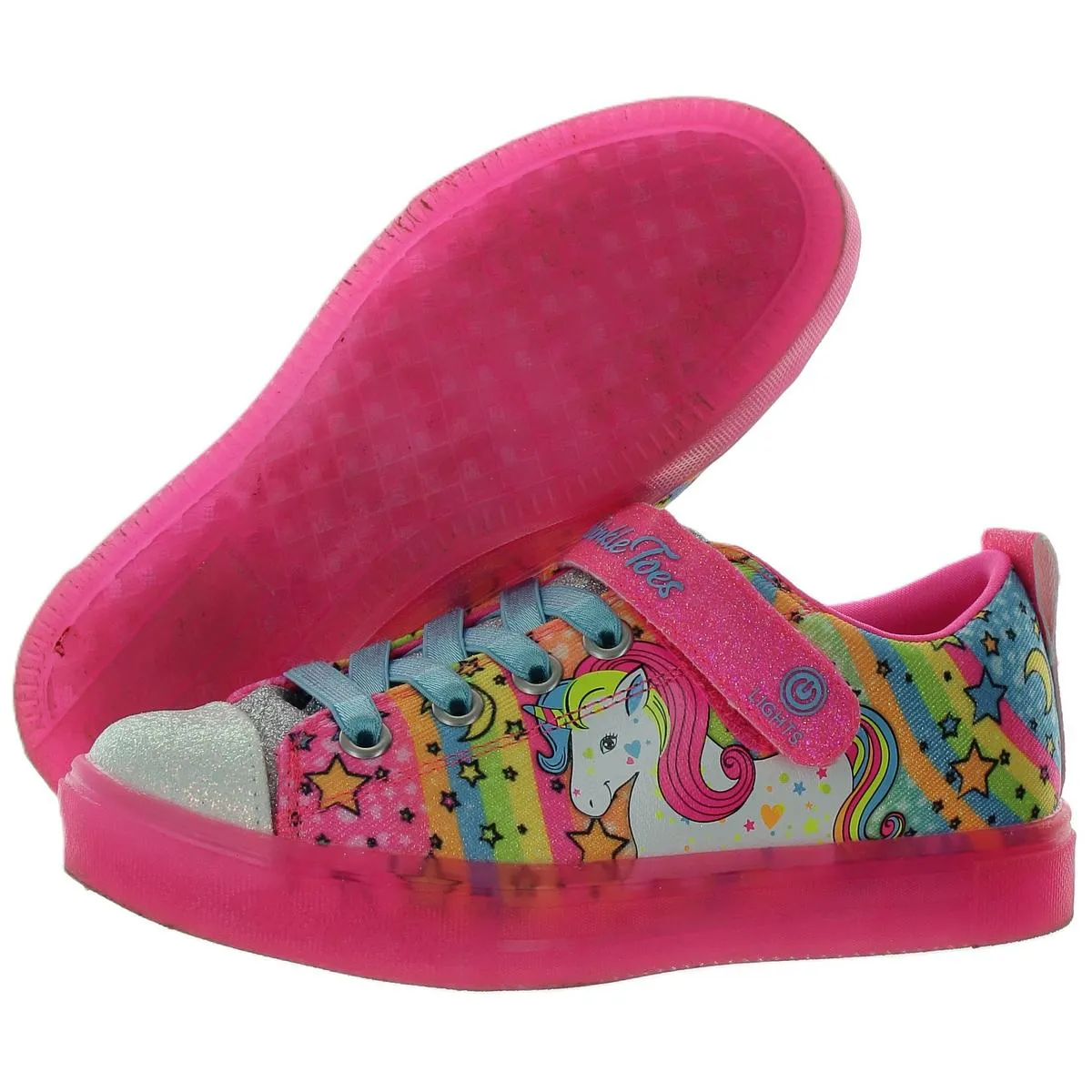 Unicorn Burst Girls Slip On Glitter Light-Up Shoes