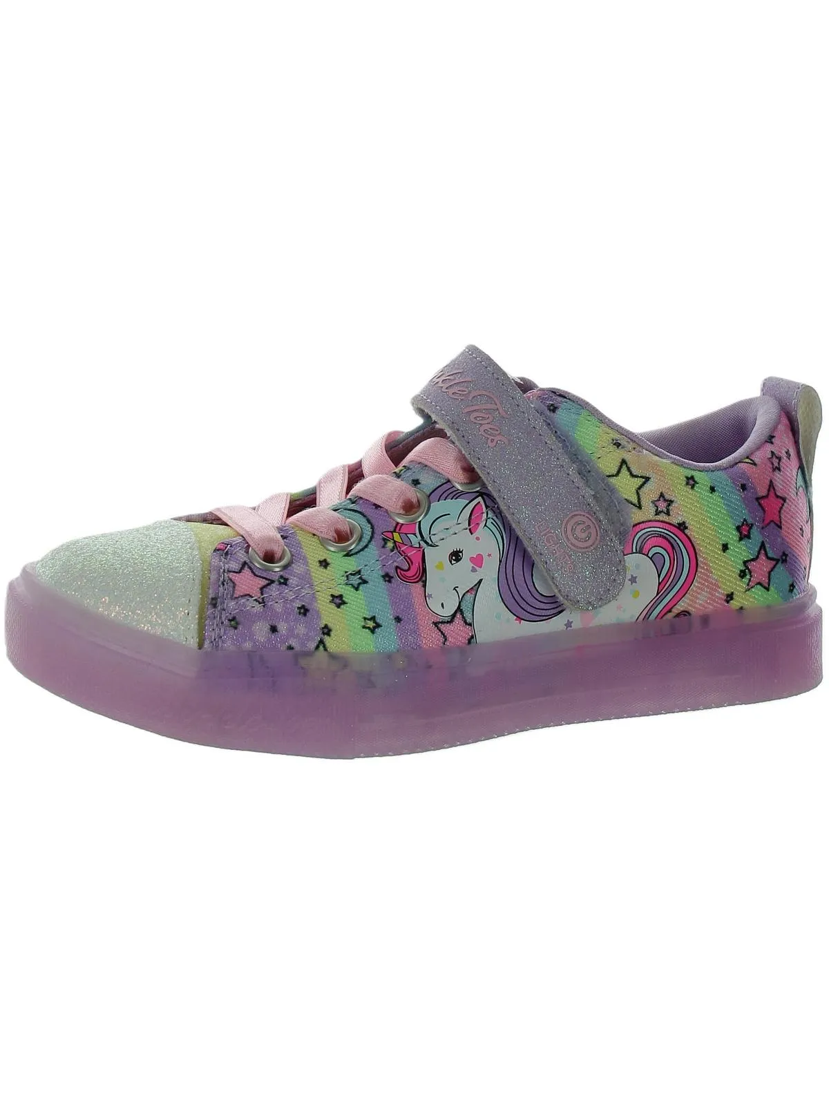 Unicorn Burst Girls Slip On Glitter Light-Up Shoes