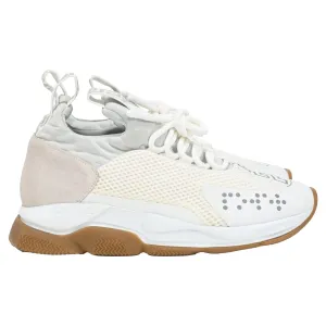 Versace Cross Chainer Sneakers in White Suede