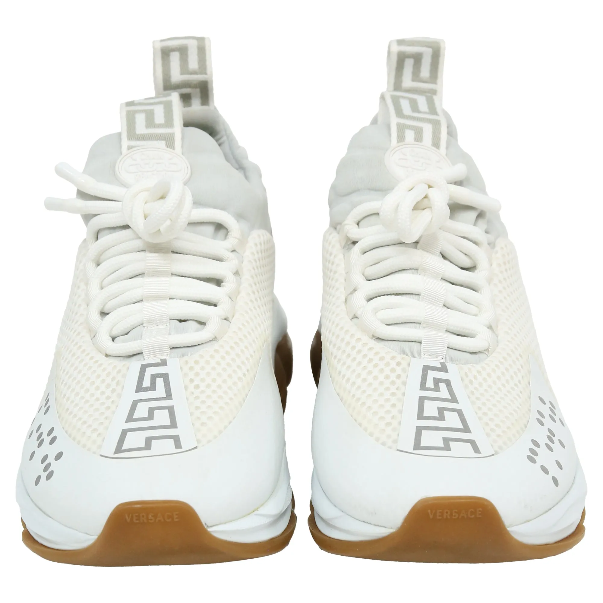 Versace Cross Chainer Sneakers in White Suede