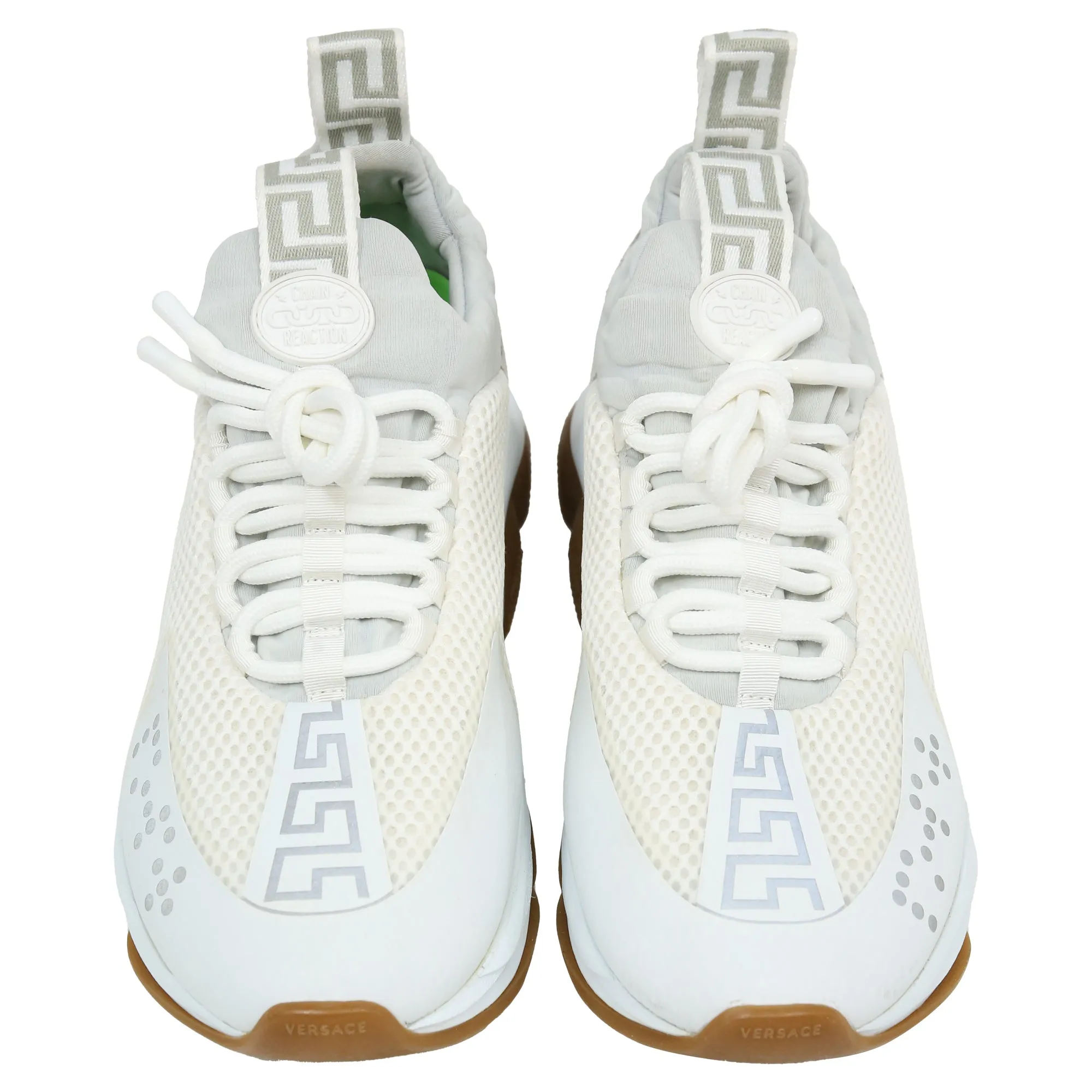 Versace Cross Chainer Sneakers in White Suede