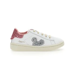 White Mickey Gem Glitter Tab Sneakers