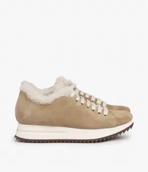 Women Suede Sneaker In Beige