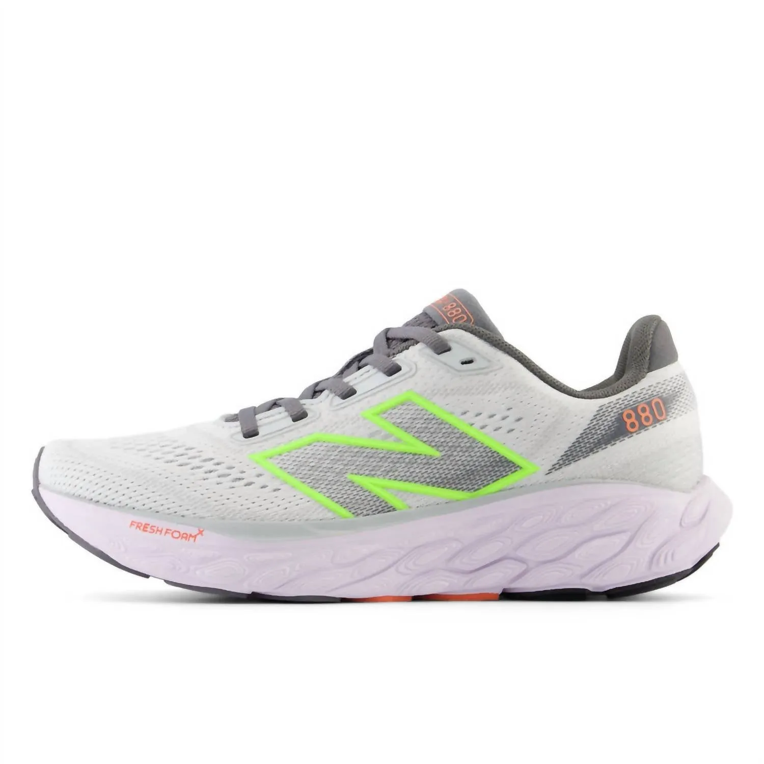 Women's 880 V14 Running Sneakers In Grey Matter With Taro And Bleached Lime Glo