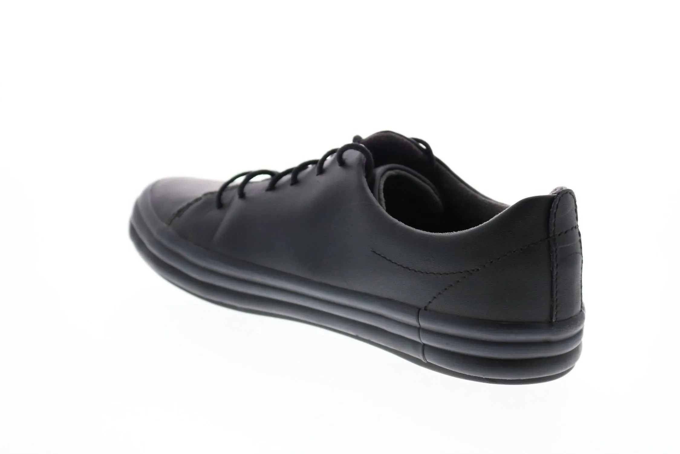 Women's Black Leather Lace Up Euro Sneakers Shoes In Softhand Negro
