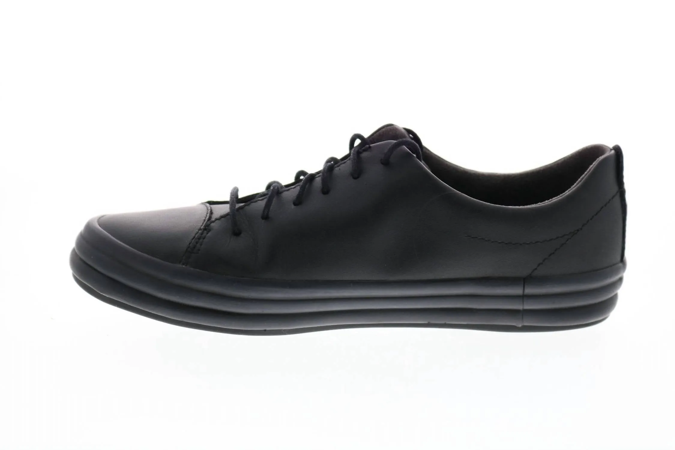 Women's Black Leather Lace Up Euro Sneakers Shoes In Softhand Negro