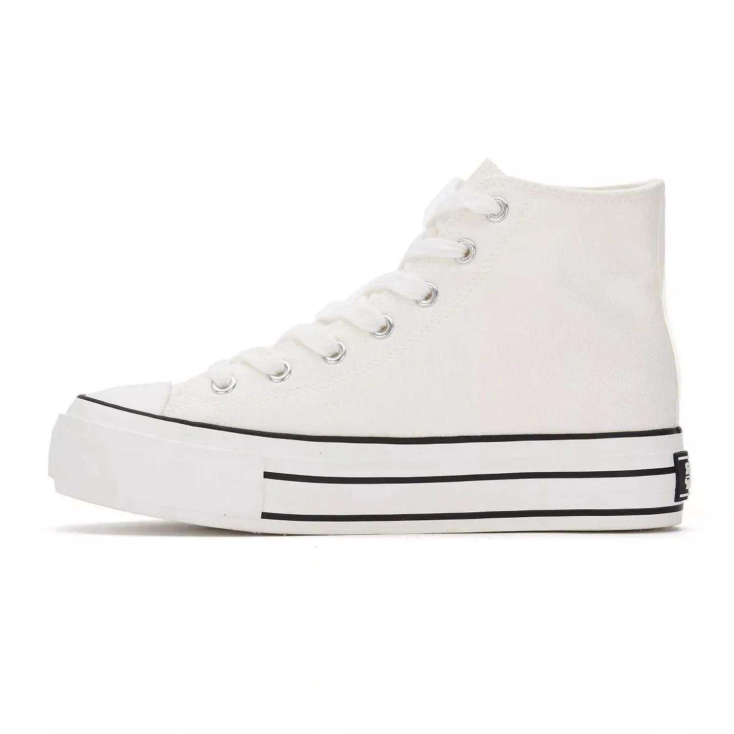 Women's Canvas Sneaker Boots With Platform In White