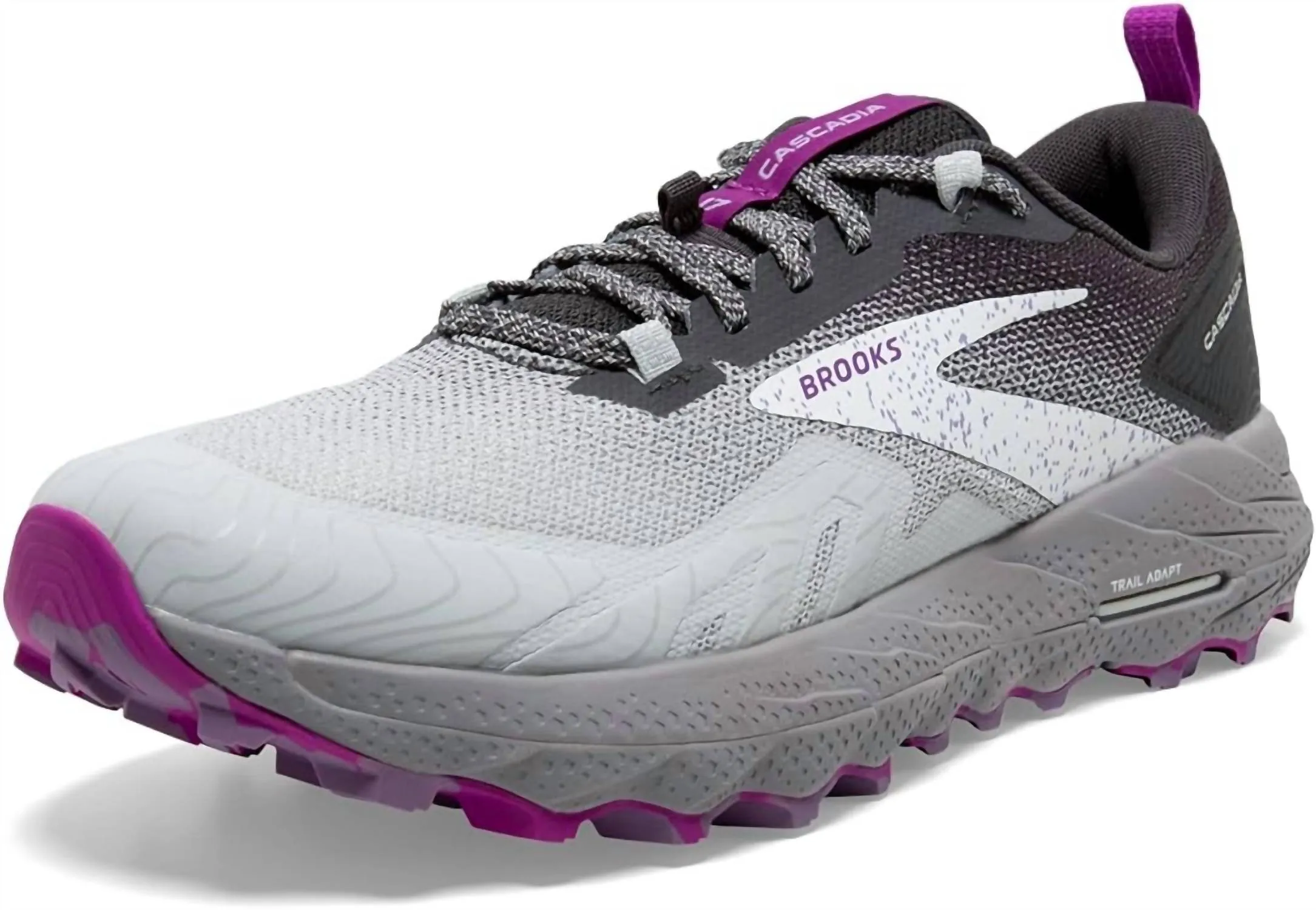 Women's Cascadia 17 Trail Running Shoe In Oyster/blackened Pearl/purple