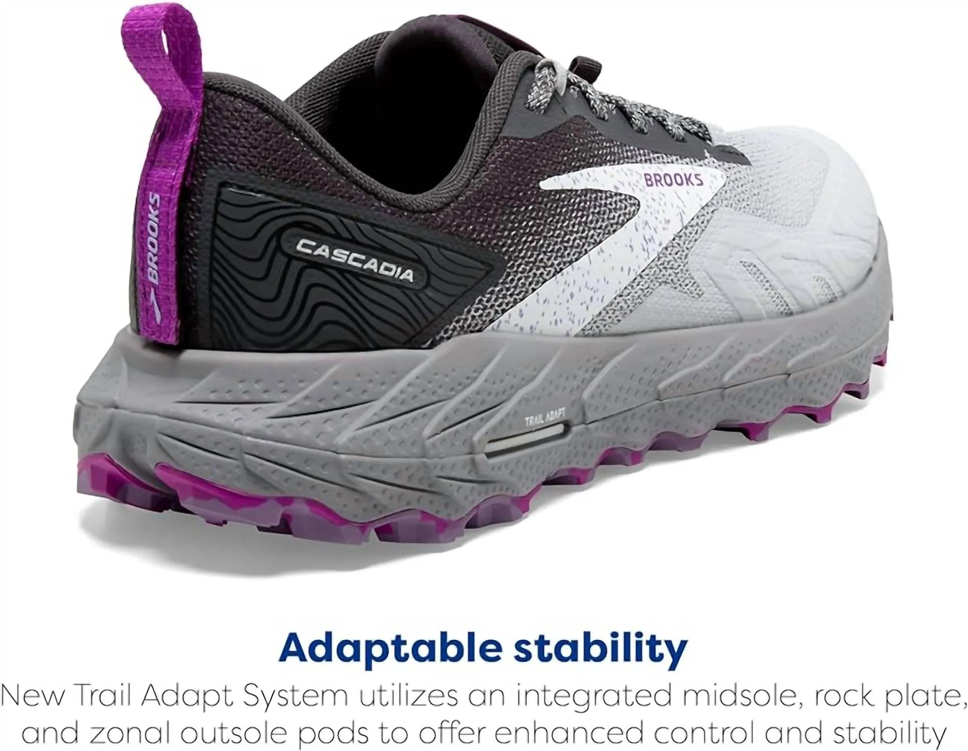 Women's Cascadia 17 Trail Running Shoe In Oyster/blackened Pearl/purple