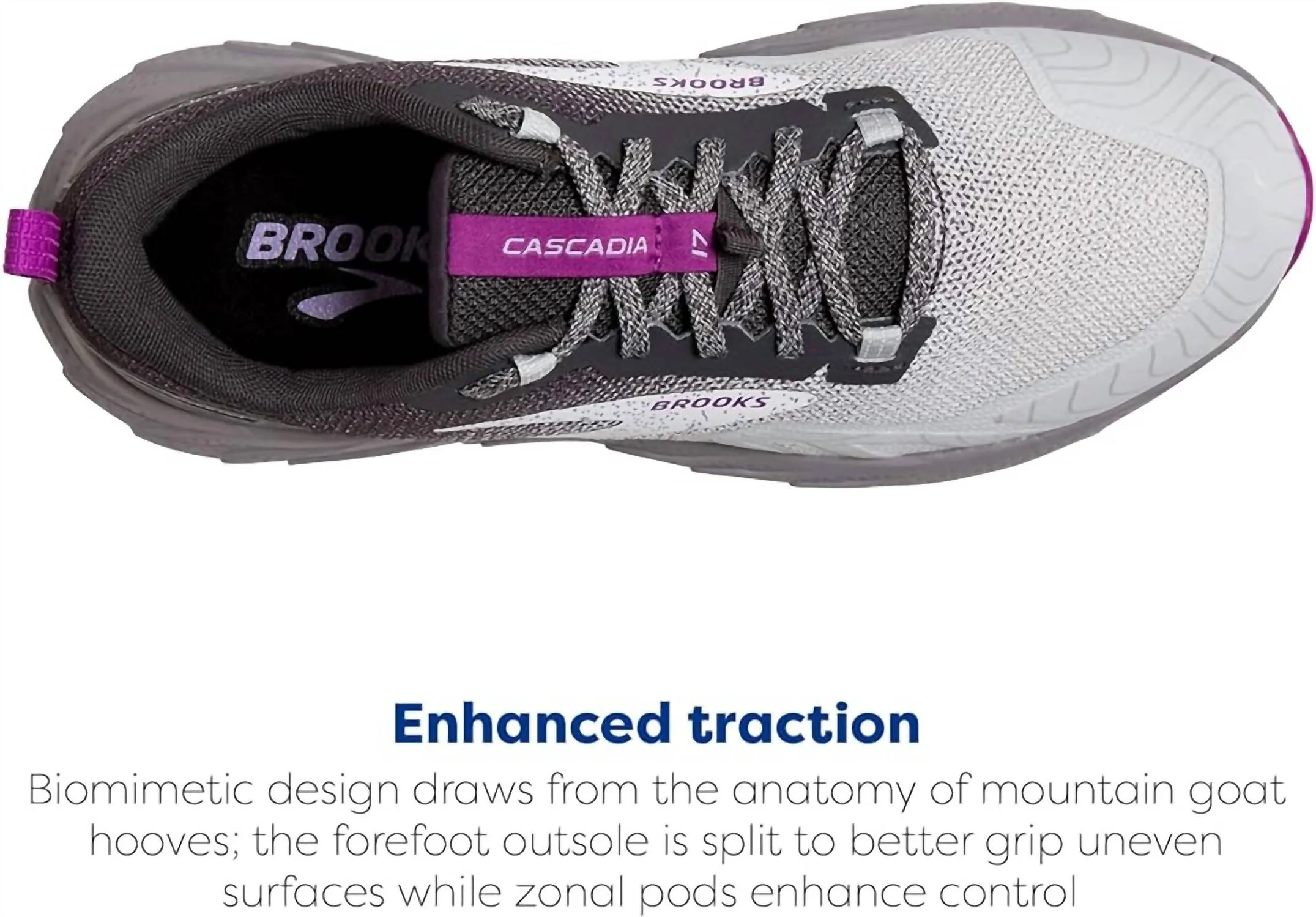 Women's Cascadia 17 Trail Running Shoe In Oyster/blackened Pearl/purple
