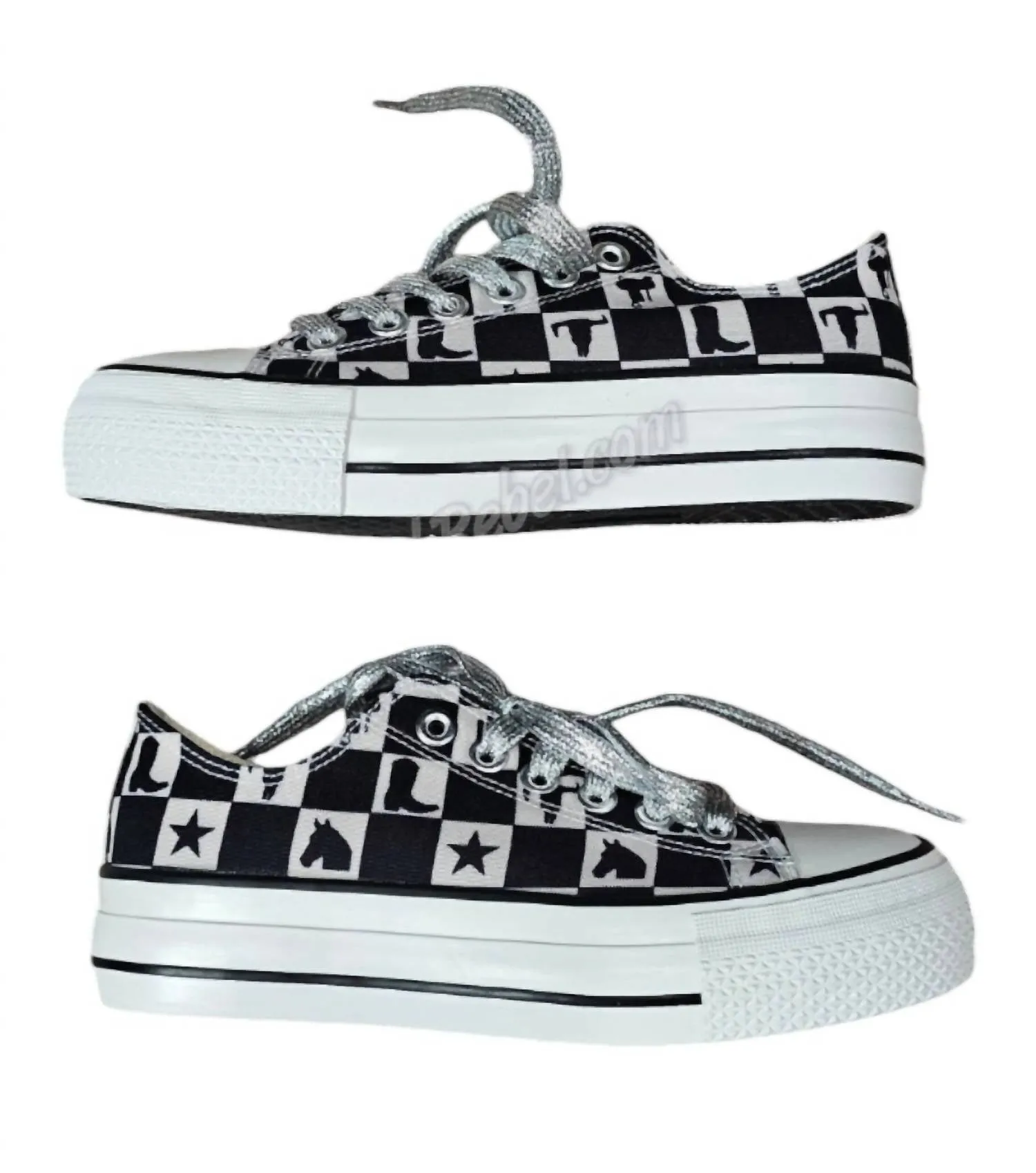 Women's Checkered Cowgirl Kickers Sneaker In Black/white