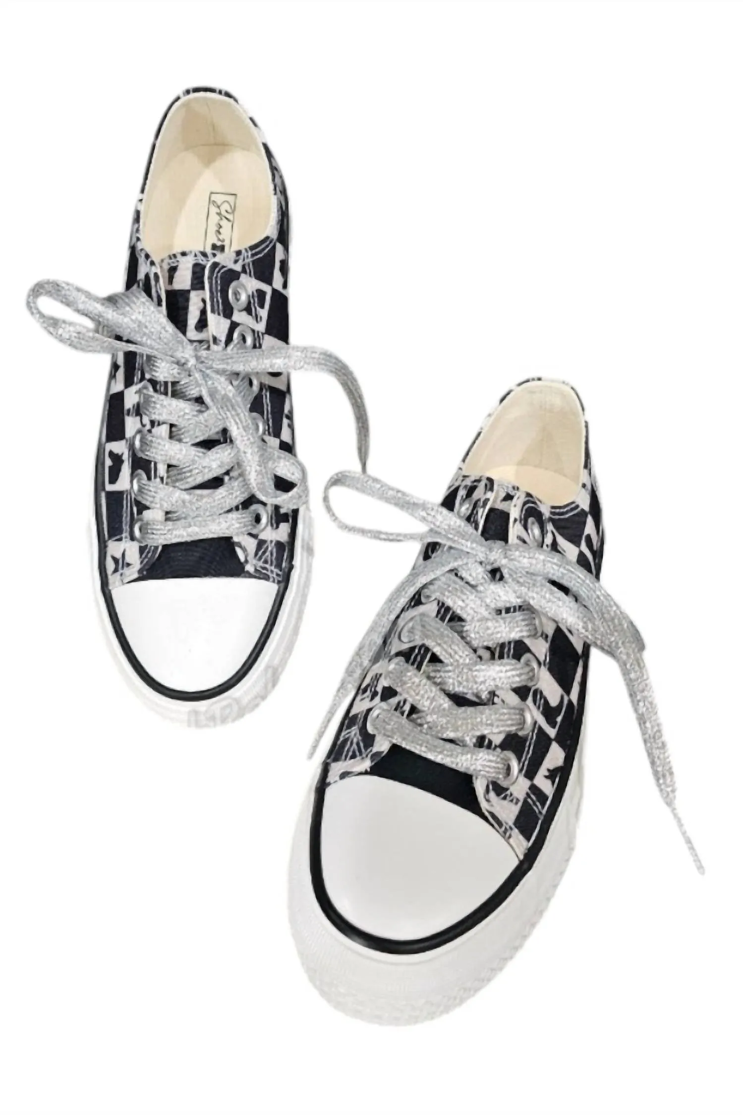 Women's Checkered Cowgirl Kickers Sneaker In Black/white