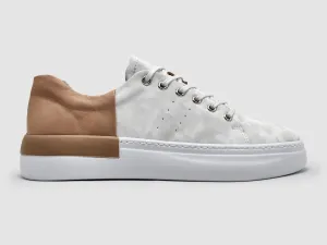 Women's Classic Camo Leather Sneakers In White/pink