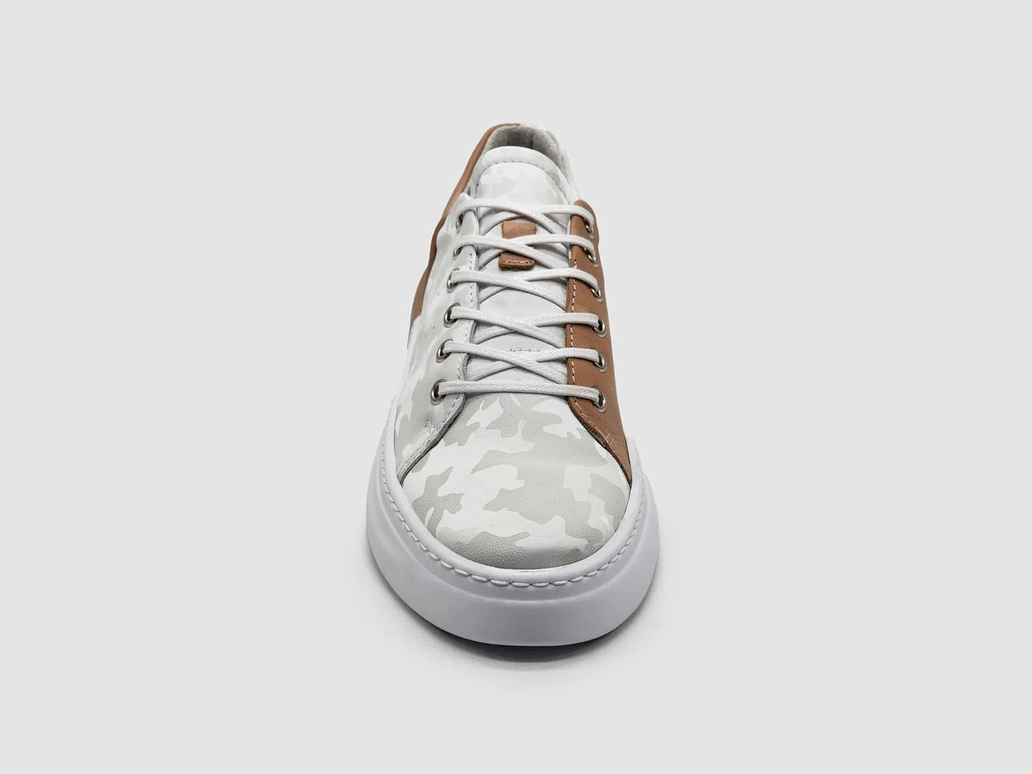 Women's Classic Camo Leather Sneakers In White/pink